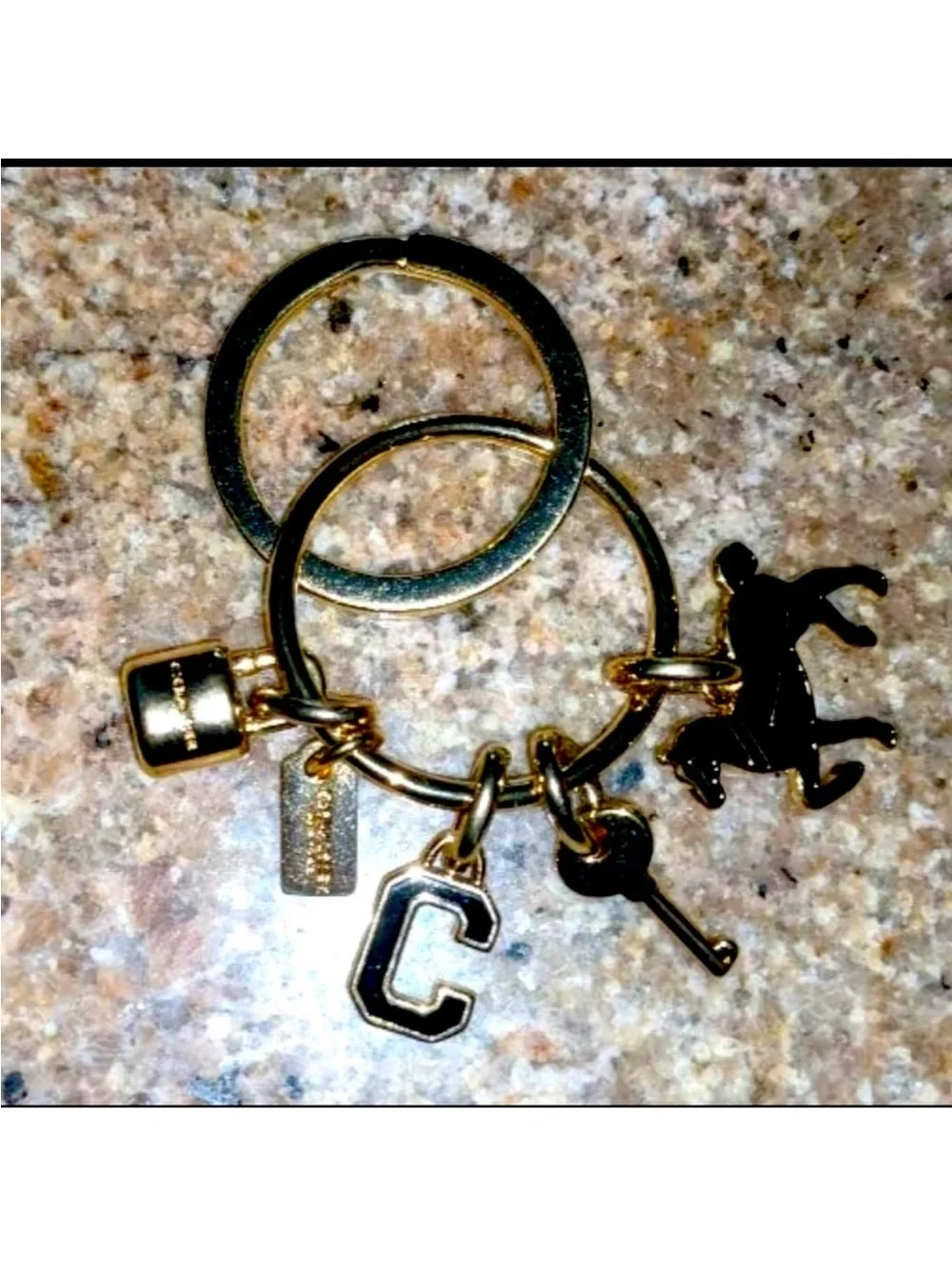 Coach Gold Horse & Carriage Padlock Key Chain Fob, Bag Charm Key Ring NWT F65167